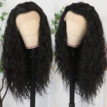 13X4 Free Part Ombre Pink Body Wave Synthetic Lace Front Wigs For Women 28 Inch Long Wavy Hair Wigs Glueless Soft Pink Ombre Colored Wigs Heat Resistant Christmas Wig Natural Long Wave Lace Front Wigs For Daily Party Cosplay Use - 黑色 - 查看 5