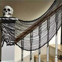 1pc/10pcs Black & White + Spider Web Mesh, Dark Mysterious Style + Sheer Fabric + Asymmetrical Net Structure + Draped Ruffle Effect / Lightweight Translucent Feel + For Creating Spooky Ambiance + Halloween Spider Web Decor, Suitable For Halloween Party, Party Venue Decoration, Porch / Staircase Decoration