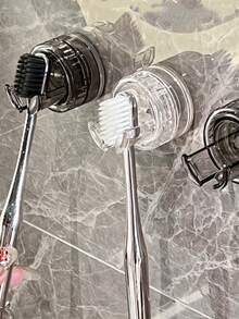 2pcs Suction Cup Electric Toothbrush Holder, Wall Mounted Toothbrush Rack, Bathroom Toothbrush & Accessories Organizer