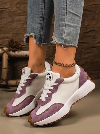 Women's Comfortable Lace-Up Sneakers - Lightweight Multifunctional Casual Shoes, Non-Slip Rubber Sole, Suitable For All Seasons