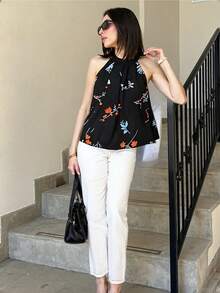 Blusa negra flores - Negro - Ver 2