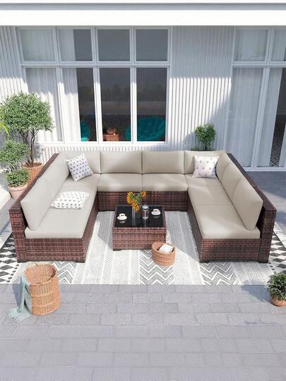 1pc Solid Color Milk Silk Elastic Waist Sofa Seat Cushion Cover, High Elasticity Dust-Proof All Season Use For Garden Rattan Sofa Seat Cushion Protector