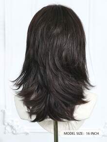 Short Straight Mullet Wig Pixie Cut Wigs For Women With Shaggy Layers And Bangs, Natural Straight Hair, Retro Cosplay Wigs Suitable For Multiple Occasions Universal Fit Perfect For Halloween Suitable For All People - 黑色 - 查看 5