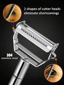 Multi-Functional Stainless Steel Fruit & Vegetable Peeler, Includes Grater, Potato Peeler, Slicer, Julienne Cutter, Dicer, Peeler, An Essential Kitchen Tool For Home, Restaurant, School, Party - Silver - View 6