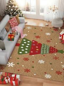 1pc 10mm Thick Colorful Snowflake & Christmas Tree Pattern Outdoor Doormat, Made Of Coconut Fiber, Durable, Stain-Resistant, Easy To Clean, TPR Anti-Slip Bottom, Machine Made, Rectangular, Suitable For Outdoor Entrance, Villa, Garden Use - Multicolor - View 6