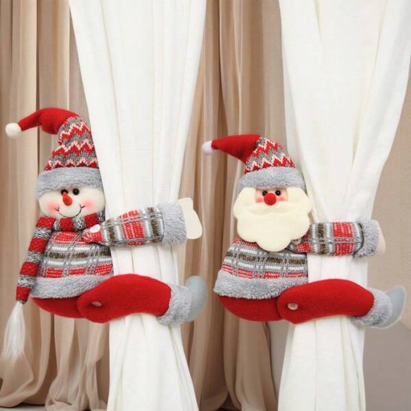 1pc Christmas Decorative Curtain Buckle, Cute Cartoon Santa Claus Doll Decor, Hotel/Restaurant Hanging Ornament Home Decor Christmas Decorations Room Decor Christmas Decorations Home