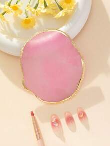 Resin White Nail Art Color Display Plate, Imitation Agate Design Golden Edge Paint Nail Polish Palette Display Board Tools Lightweight And Portable Round Nail Art Mixing Palette For Women And Girls,Nail Supplies,Nail Tools,Nail Art Tools,Back To School,Nails,Nail Tools For Press On Nails - 粉色 - 查看 6