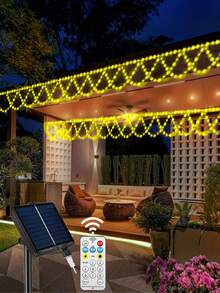 Upgraded Solar Powered Wave Lights, 10m-33ft/8m-26ft/4m-13ft Upgraded Solar Powered Wave Lights, LED Christmas Decorative Lights, 8 Lighting Modes, Suitable For Bedroom, Party, Eaves, Roof, Railing, Festival, Wedding, Christmas, Shop Decoration (USB Powered & Solar Power Optional) - Multicolor - View 3