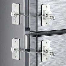 1 pièce Verrou de réfrigérateur avec cordon en silicone, sécurité enfant, pour congélateur, noir et blanc