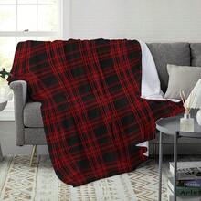 1pc Red & Black Plaid Flannel Blanket, Soft Polyester All-Season Throw Blanket, Multi-Size Decorative Blanket For Bedroom And Living Room, Machine Washable, Suitable As Gift For Family And Friends (Birthday, Holiday), Cozy Home Decor, Playful Home Accessory, Comfortable Texture - Multicolor - View 2
