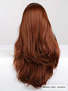 26 英寸红棕色姜假发是一款女士长直合成假发、耐热假发和万圣节假发 - 彩色 - 查看 2