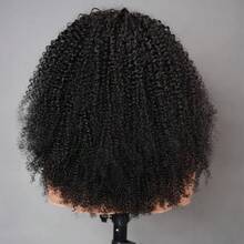 Half Wig Human Hair Glueless Wigs Upgrade 3 IN 1 Half Wig With Drawstring Seamless Clip Ins Flip Over Kinky Curly Human Hair No Glue No Lace For Women 200% Density 22 Inch - Natural Black - 查看 6
