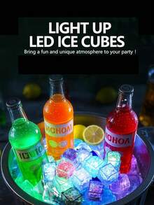 6/12/24pcs Glow Ice Cubes, Multi-Color Changing Slow Flashing, Colorful Luminous Ice Cubes, Beverage & Drink Decor, Waterproof Flashing Ice Blocks, Suitable For Club, Bar, Party, Bathroom, Swimming Pool, Home Bar, KTV, Decorative Cube Lights