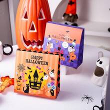 5 kolorowych pudełek na prezenty na Halloween z upiornymi nadrukami, idealne na paczki z upominkami na imprezę, do rozdawania słodyczy, jako akcenty dekoracyjne do domu, na imprezy halloweenowe i jako świąteczny upominek