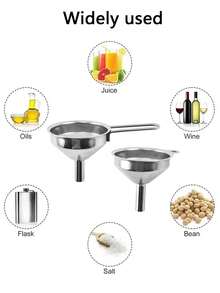 1pc/2pcs Stainless Steel Mini Funnel,Funnels,Kitchen Funnel,Small Funnels,Stainless Steel Mini Metal Food Funnel,Long Handle Funnel, Perfume Packaging Funnel,Metal Oil Liquid Funnels,Stainless Steel Kitchen Funnel,With Handle Cooking Funnel
