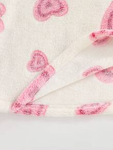 Girls' Thick Fleece Hooded Sweatshirt Dress, Long Sleeve, Cute Heart Print, Warm & Comfortable, Loose Fit, Mid-Length, Suitable For Home Wear - Pink - View 6