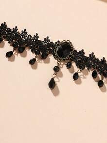 "Bead Charm Choker Necklace For Women –  And Colorful Jewelry, Perfect For Casual Wear Or Special Occasions, Stylish And Versatile Accessory To Add A Pop Of Color To Any Outfit" - Black - View 2