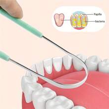 1/Piece, Adult U-Shaped Tongue Scraper, 1 Stainless Steel Tongue Scraper, Reducing Bad Breath, Men's And Women's Hygiene Products, Oral Care Tools, Living Room, Home, Bedroom, Bathroom, Household Items, Travel Supplies, Wedding, Queuing, Birthday, For Men, Parents, Friends, New Year, Accessories, Fun Gifts - White - View 3