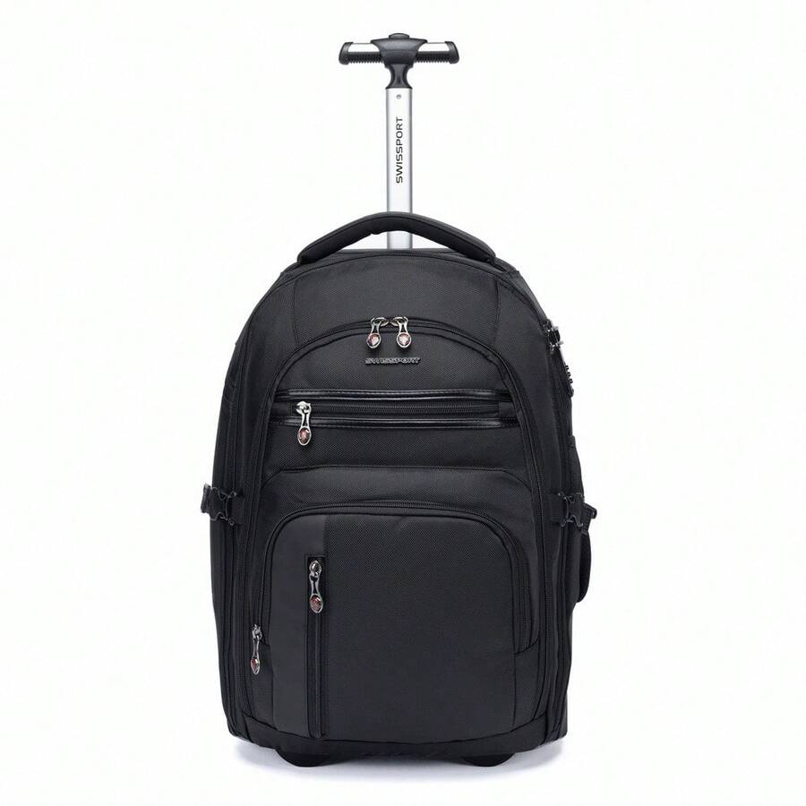 Swissport Large Unisex Executive School Wheeled Backpack - 黑色 - 查看 1