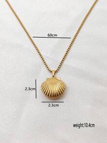 1 件复古百搭高端多风格不锈钢框架项链，女士时尚奢华小众配饰 - 金黃色 - 查看 16