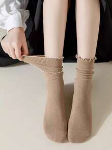 1/6 双层中筒袜 女童长袜 可爱休闲多色蕾丝袜 四季皆宜 日常百搭 可爱校园袜 多层中筒袜