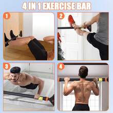 Pull Up Bar For Doorway, Strength Training Chin Up Bar With Level Meter And Adjustable Width For Home Gym,No Screws Required, Weight Capacity 440 LBS - Orange - View 5