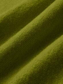 大码女式休闲日常简约纯色圆领落肩宽松套头毛衣，秋冬 - 綠色 - 查看 5