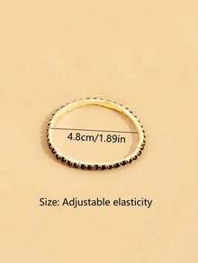 5 piezas de brazaletes elásticos con cristales de diamantes de imitación brillantes, joyas de estilo fiesta con brillo ajustable como regalo para mujeres - Dorado y negro - Ver 4