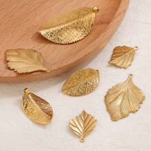 5 قطع من الإكسسوارات المعدنية الفولاذية المقاومة للصدأ بتصميم أوراق نباتية بسيطة، مناسبة لصنع القلائد والأقراط والمجوهرات والحقائب، مناسبة للارتداء اليومي