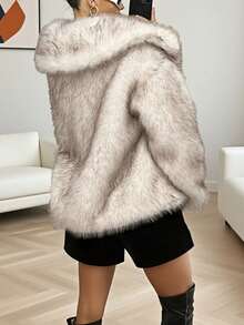 Women's Oversized Faux Fur Collar Loose Fashionable Casual Street Wear Jacket