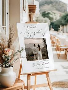 1件装 - 定制简约婚礼欢迎牌，定制无框帆布海报 - 购买产品 订婚派对牌，订婚欢迎牌模板，可打印订婚欢迎牌，订婚派对海报，订婚派对装饰，欢迎参加我们的婚礼牌，桉树婚礼欢迎牌 - 彩色 - 查看 3