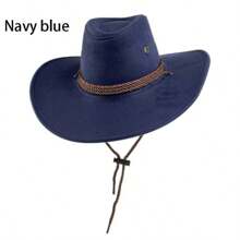 1顶复古西部牛仔帽，万圣节柔软PU绳装饰帽，适合日常旅行、度假、节日庆典、防晒、户外南瓜吸血鬼秋季装扮 - 彩色 - 查看 11