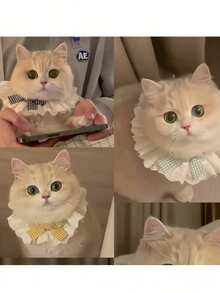 1 Pure Cotton Lace Scarf For Cats, Cat Accessories, Dog Accessories, Cat Items, Pet Bows, Cute Decorative Bibs, Cat Bow Ties, Halloween Decorative Cat Collars