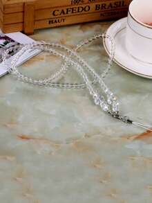 1 Crystal Transparent Neckband For Mobile Phones, Long Handcrafted Beaded ID Card Neckbands For Couples