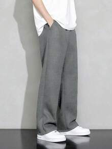 1pc Boys/Teens Casual Solid Color Loose Fit Waffle Knit Pants