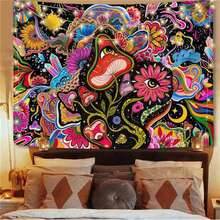 1pc Floral Mushroom Tapestry, Hippie Sun And Moon Tapestry Bohemian Celestial Tapestry Aesthetic Tapestries Wall Tapestry For Bedroom Medieval Tapestry For Bedroom And Living Room Decor Sun And Moon, Can Be Used As Sofa Cover, Wall Hanging, Photo Backdrop, Indoor Tablecloth And Outdoor Picnic Blanket Home Decor Room Decoration Stuff Bedroom Decor Flag