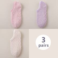 3 双/1 双男女通用珊瑚绒保暖船袜，厚款防寒毛绒情侣家居袜，鞋底有防滑橡胶点，柔软舒适，冬季