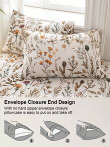 Conjunto de capa de edredom com estampa floral de folhas 3 peças (1 capa de edredom e 2 fronhas), macio e suave para a pele, conjunto de lençóis para casa para todas as estações