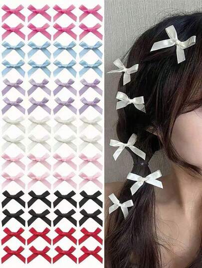 18/30pcs Random Color Mixed Girls Fashion Ribbon Bow Lace Elegant Ballet Butterfly Y2K Hair Clips