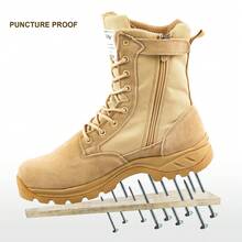 Men's Tactical Work Hiking Boots With Side Zipper, Puncture Resistant, 8 Inch Lightweight, Rubber Sole - Multicolor - View 2
