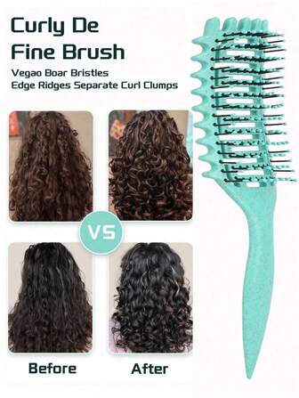 1pc Solid Color Curling Hair Brush, Made Of Nylon And Buckwheat Straw With Massage Function, Suitable For Dry And Wet Hair, Removes And Smoothens Frizzy Hair, Suitable For All Styles And All Women With Curly Hair, Compact And Portable, Great Gift For Valentine's Day., Hair Accessories, Hair Styling Kit, Hair Tool Kit, Home Beauty Women Accessory Gifts ,Comb Hair ,Hair Styling Tools