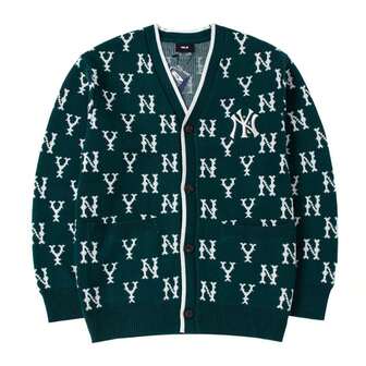 MLB 男女通用针织夹克 - 经典字母印花开衫，休闲运动外套