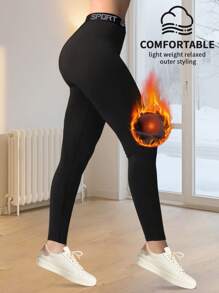 Pantaloni da donna comodi per fitness, allenamento, corsa e yoga, leggings sportivi aderenti di colore unito, ad asciugatura rapida. Pantaloni termici con fodera per climi freddi, collant invernali