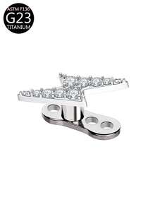 1pc Minimalist Titanium Embedded Cubic Zirconia Flower, Cross, Star Decor Piercing Stud, Suitable For Wearers