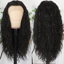 13X4 Free Part Ombre Pink Body Wave Synthetic Lace Front Wigs For Women 28 Inch Long Wavy Hair Wigs Glueless Soft Pink Ombre Colored Wigs Heat Resistant Christmas Wig Natural Long Wave Lace Front Wigs For Daily Party Cosplay Use - 黑色 - 查看 7