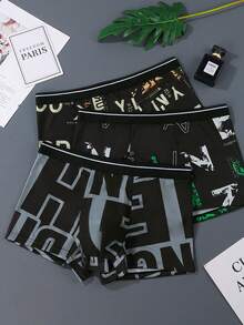 10 piezas de calzoncillos estampados para hombres, de patrones aleatorios, calzoncillos tipo bóxer delgados y con apariencia de seda, calzoncillos tipo bóxer para hombres con apariencia de seda y patrones aleatorios