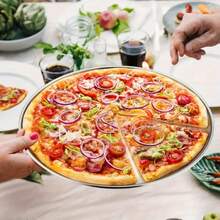 1 件，不锈钢披萨盘，圆形烤盘，各种尺寸，不粘披萨烤盘，浅窄边圆形烤盘，快速导热披萨模具，适用于烤箱，特别适合生日派对和家庭烘焙用具。，家庭晚餐用品，派对用品