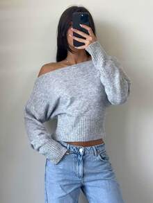 Pull tricoté à col asymétrique oblique, confortable et élégant, convient pour les sorties, les tenues décontractées et les voyages en automne/hiver