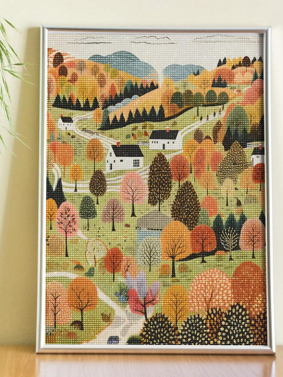 5D DIY Diamond Painting | Natural Landscape Wall Art Diamond Painting Kits, European And American Folk Countryside Scenery Handmade Decorative Painting. DIY Diamond Art Kit, Home Decoration Mosaic Kit, Exercises DIY Skills And Concentration, The Best DIY Holiday Gift.