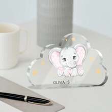 Presente Personalizado de Batizado Placa Acrílica em Formato de Nuvem com Animais, Lembrança Personalizada com Nome, Data, Menino ou Menina, Presente de Batismo